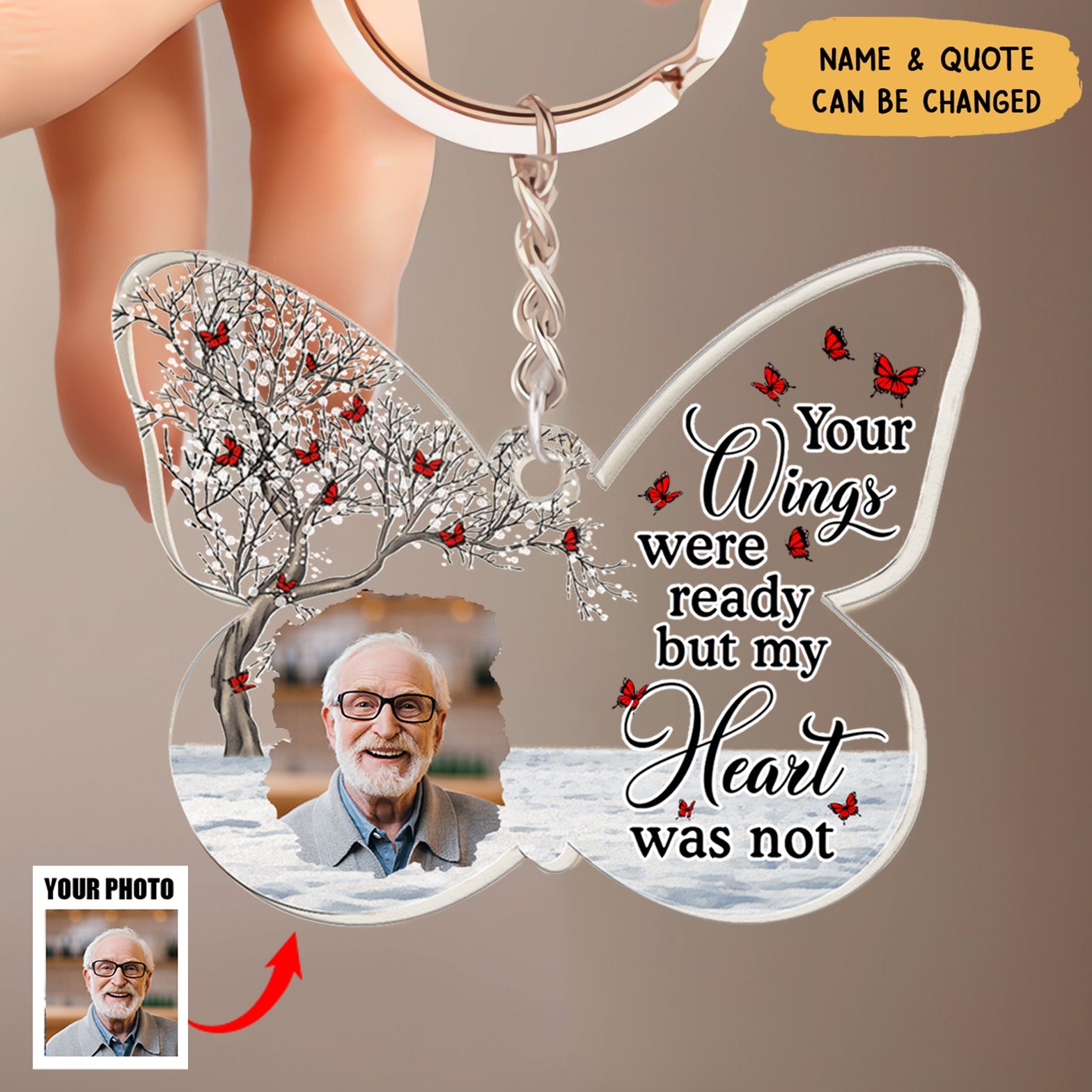 Your Wings Were Ready But My Heart Was Not - Personalized Acrylic Photo Keychain