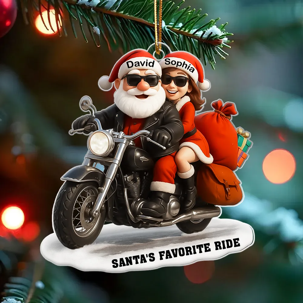Bikers Santa Couple Riding Partners for Life - Personalized Acrylic Ornament