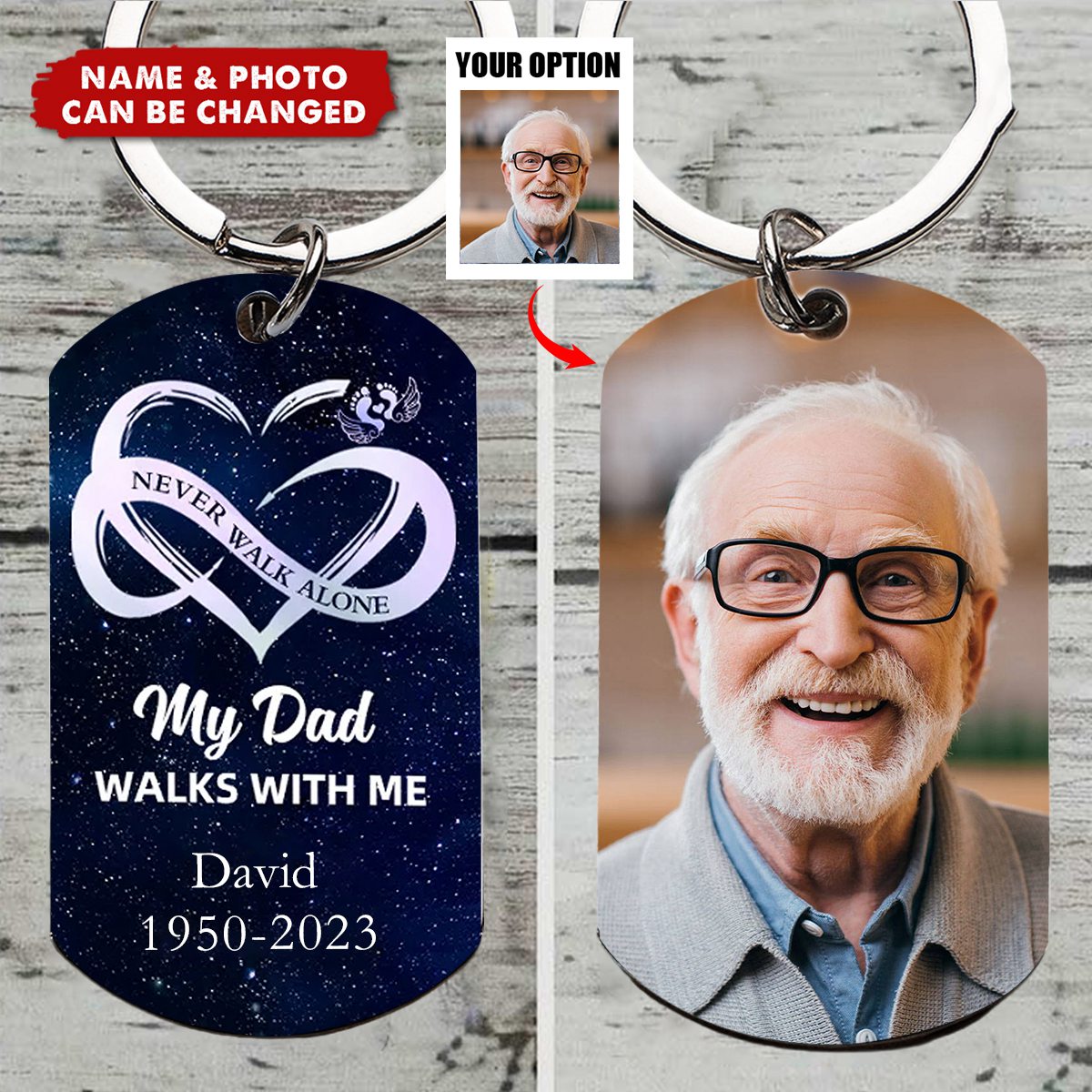 Never Walk Alone Personalized Keychain - Unique Sympathy Gift