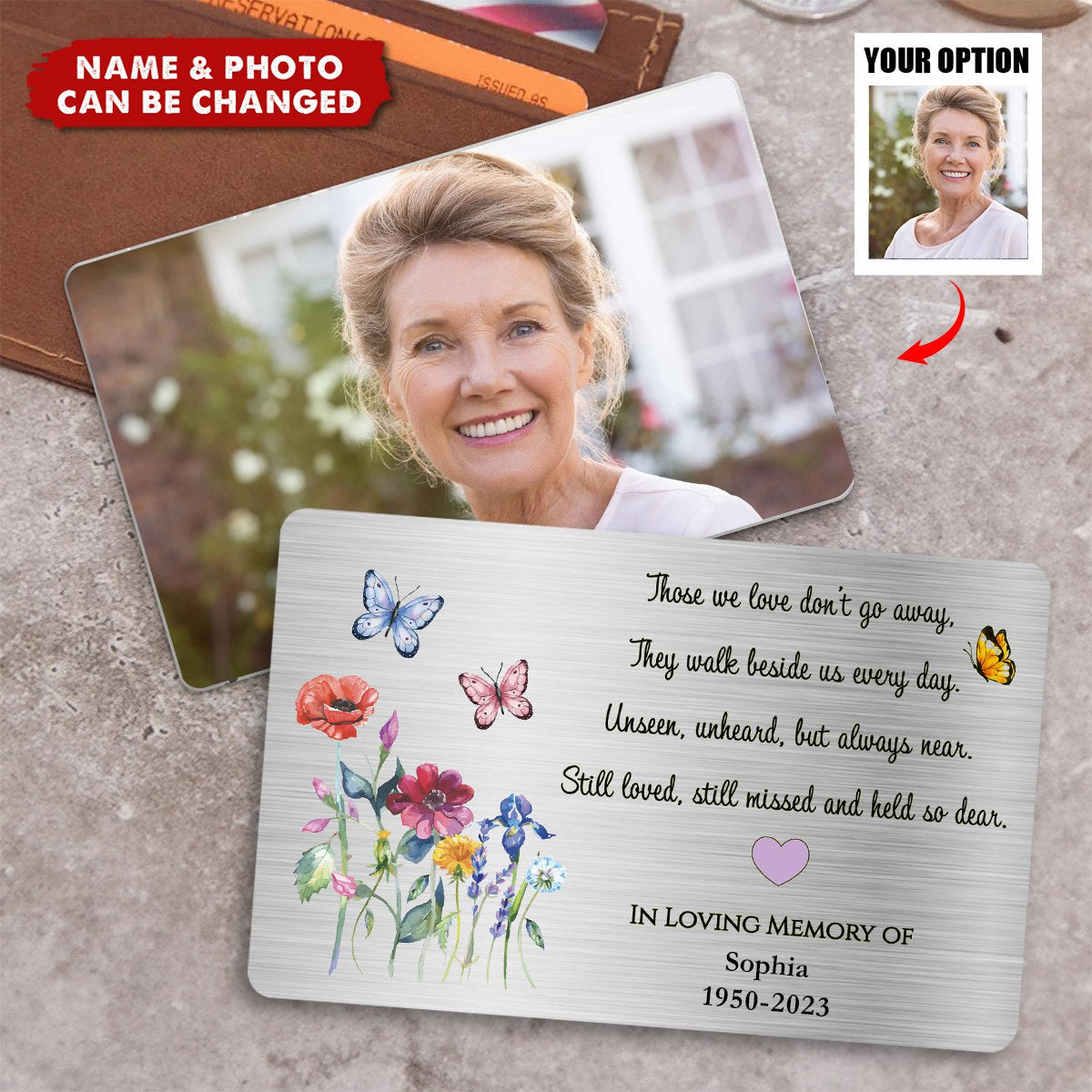 Personalized Those We Love Don't Go Away Memorial Wallet Card