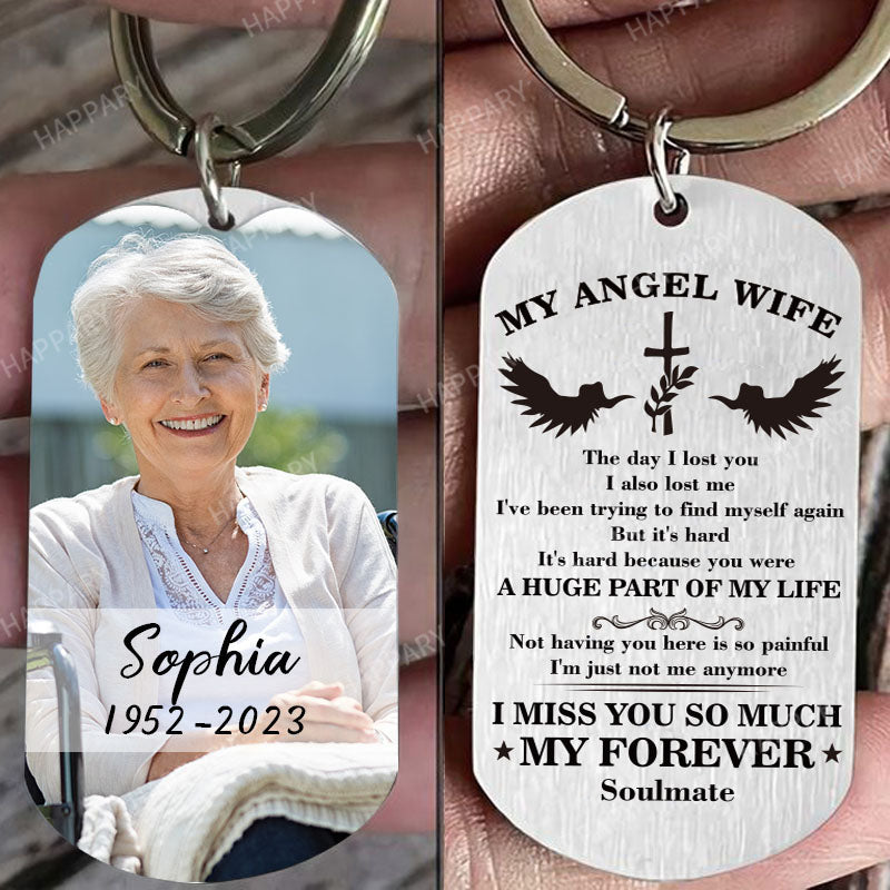 Personalized The Day I Lost You Memorial Wife Photo Keychain