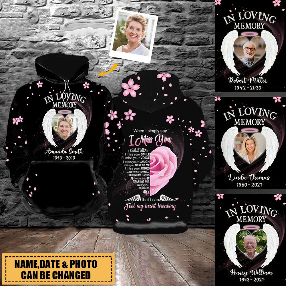I Miss You Personalized Photo 3D All Over Print Hoodie