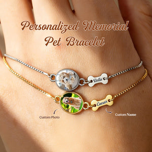 Personalized Pet Name & Photo Charm Memorial Bracelet