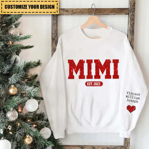 Glitter Custom Name Grandma Nana Mimi Est And Kids Personalized Sweatshirt