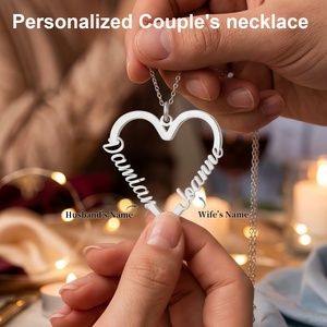 Personalized Double Name Necklace with Heart