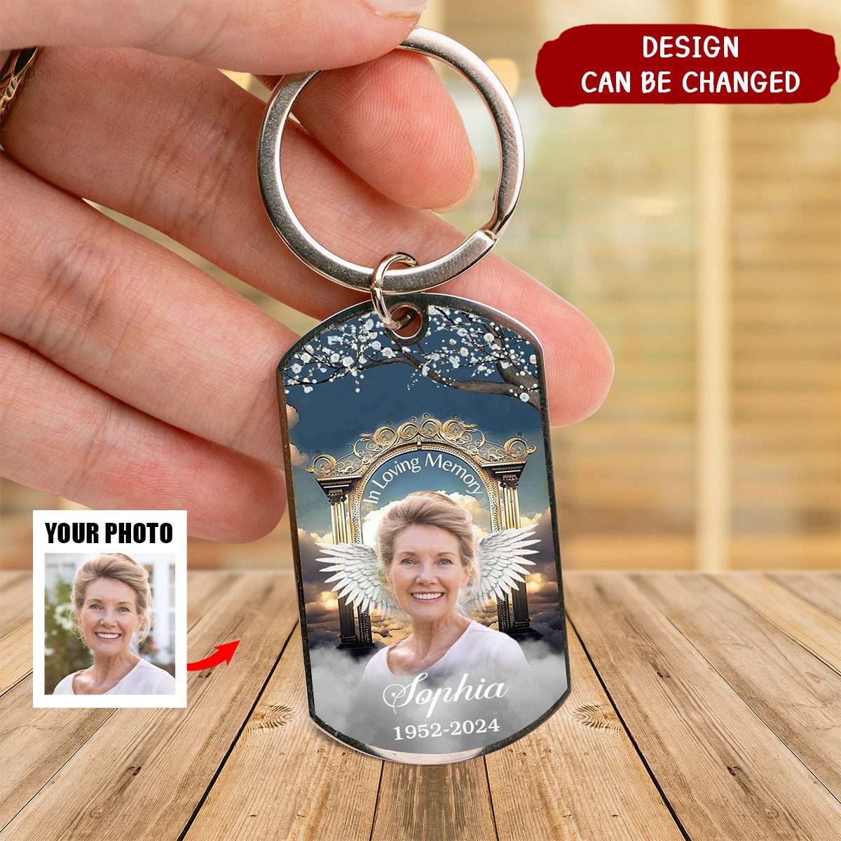 Personalized Memorial Upload Photo In Loving Memory Keychain