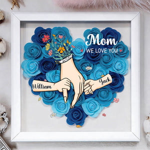 Grandma We Love You-Personalized  Flower Shadow Box-Gift For Mom, Grandma
