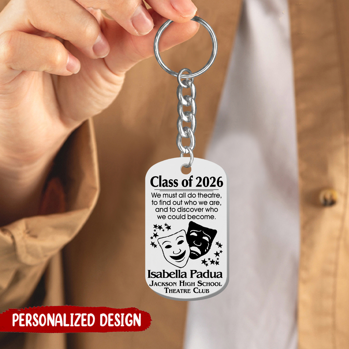 Personalized Theater Club Keychain, 2026 Senior Night Drama Club Gift