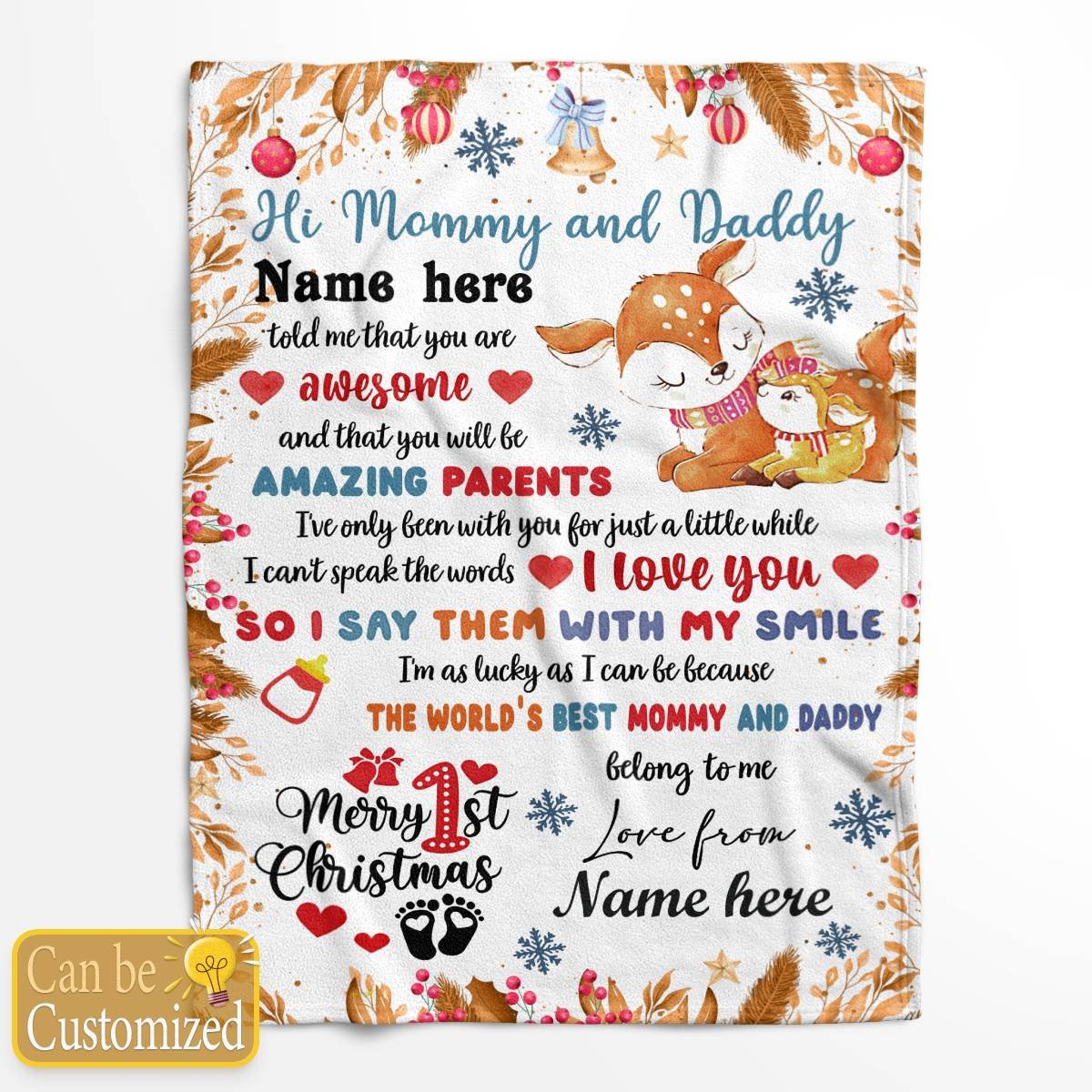 Personalized 1st Christmas Gift - Mommy And Daddy Version Blanket