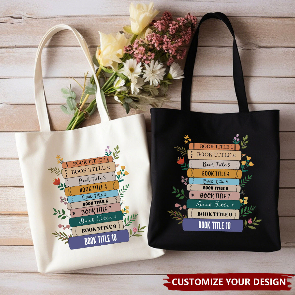 Personalized Custom Book Tote Bag, Aesthetic Bag, Casual Canvas Tote Bag