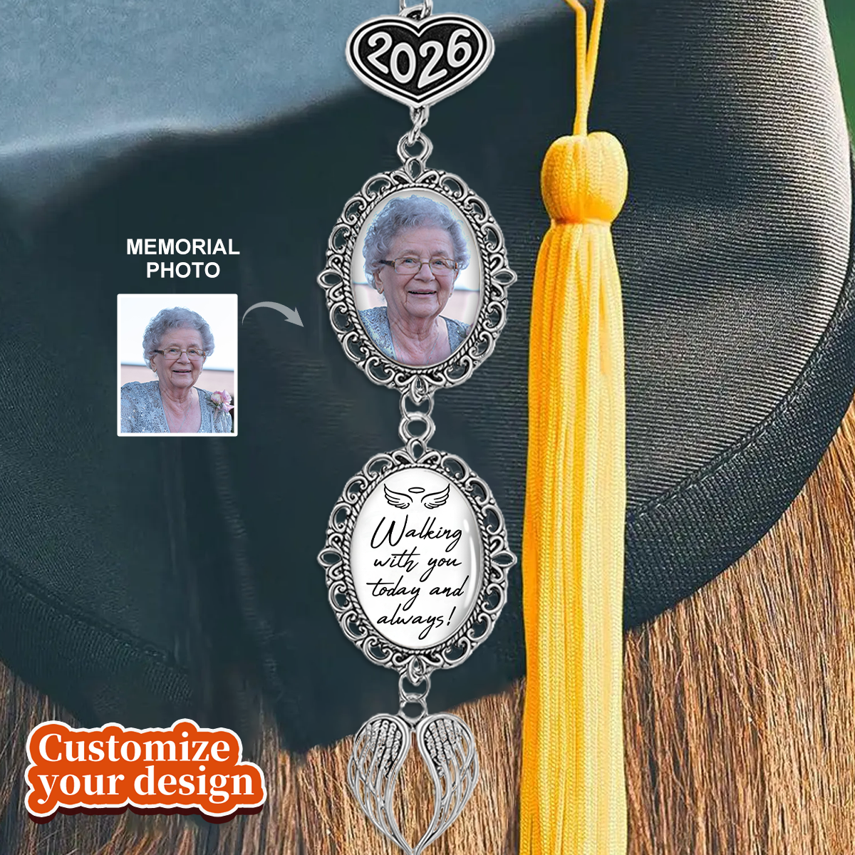 Walking With You - Custom 2026 Graduation Tassel Photo Charm