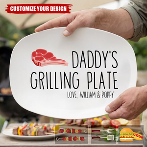 Personalized Grilling Platter, Custom Photo Dad BBQ Tray, Father's Day Gift