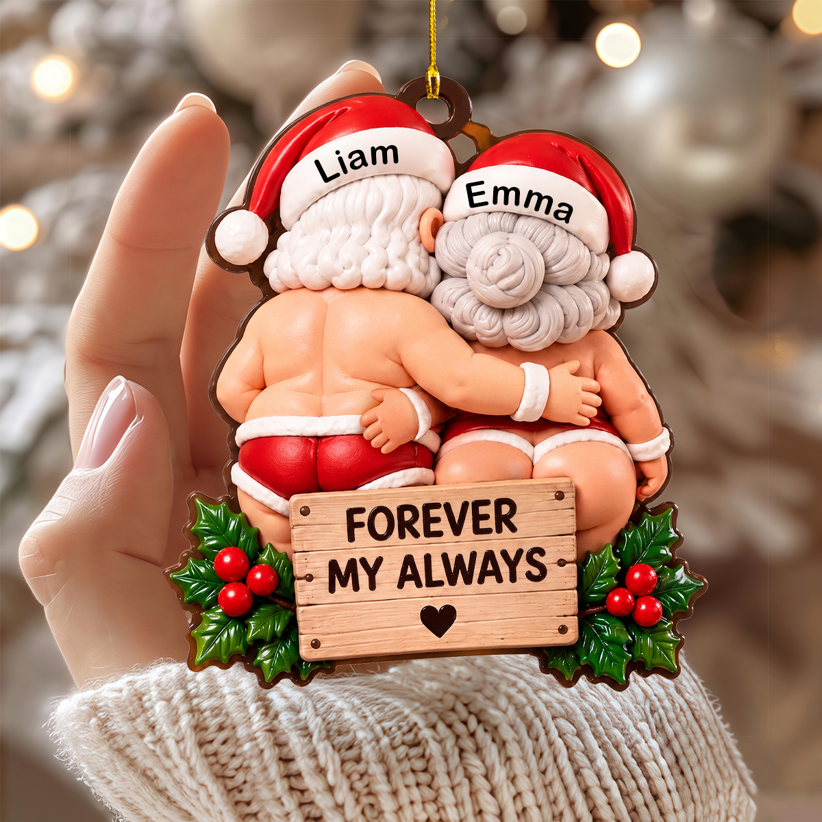 Personalized Forever My Always Couple Christmas Ornament