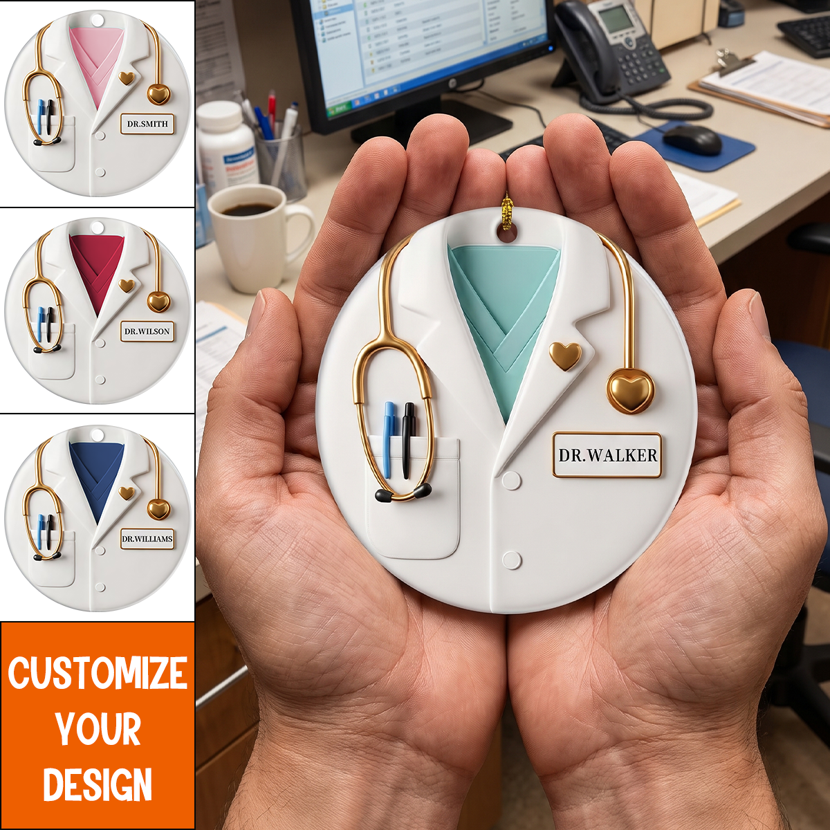 Personalized Custom Doctor Name Ornament, Healthcare Worker Gift
