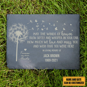 May the Winds of Heaven Blow Softly - Personalized Garden Stone