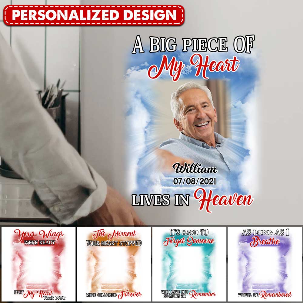 Memorial Upload Photo Gifts, A Big Piece Of My Heart Lives In Heaven Personalized Decal
