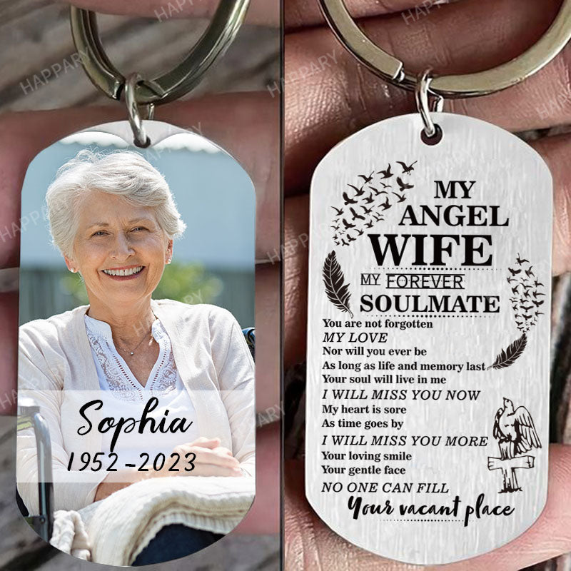 Personalized Your Soul Will Live In Me Memorial Wife Photo Keychain