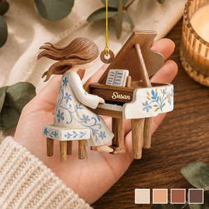 Personalized Piano Lovers 2D Flat Christmas Ornament