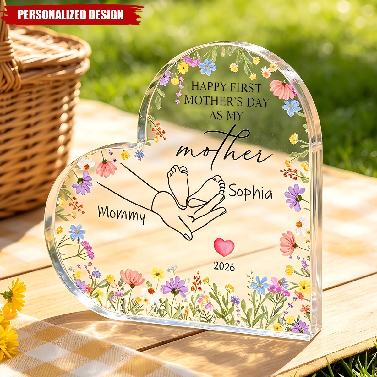 Happy First Mother's Day- Personalized Heart Acrylic Plaque