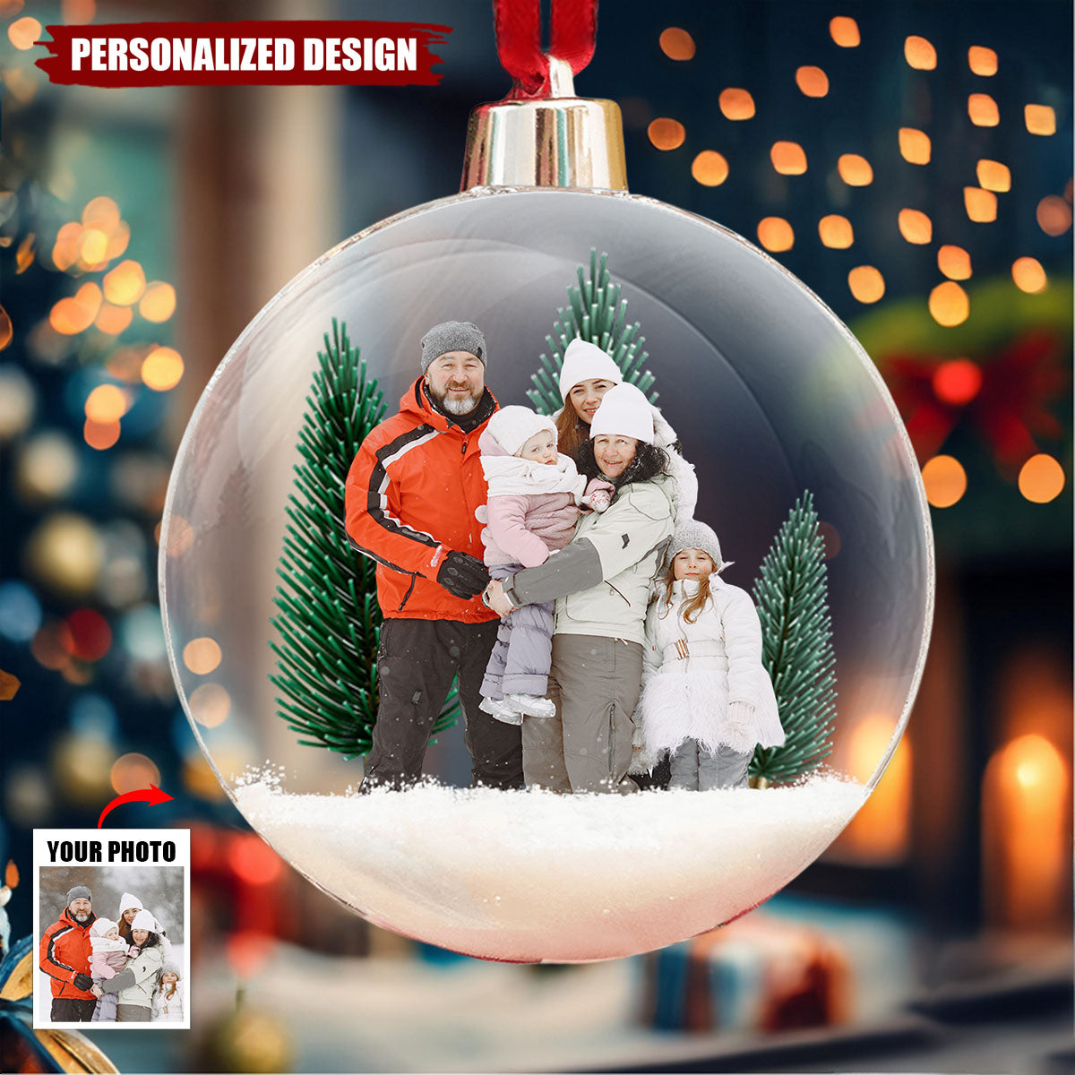 Personalized Family Christmas Custom Photo Ornament
