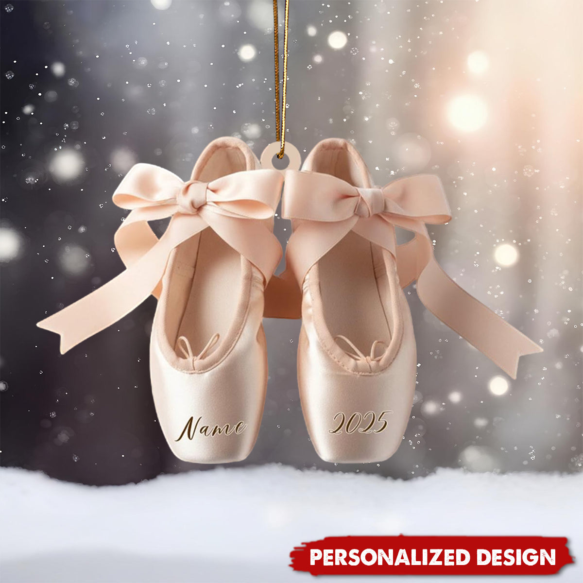 Personalized Custom Name Ballet Shoes Ornament