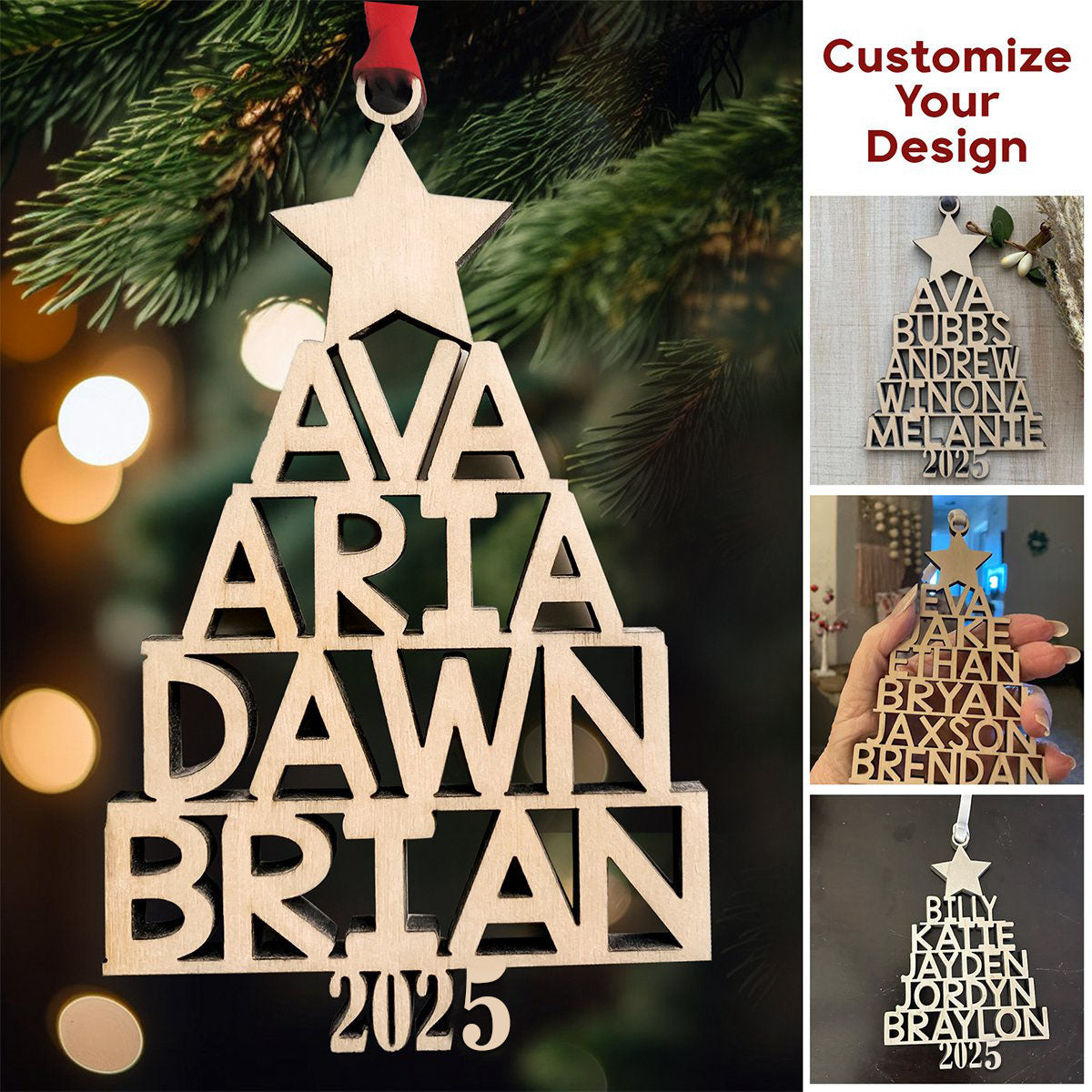 Our Family 2025 Custom Family Name Wooden Ornament