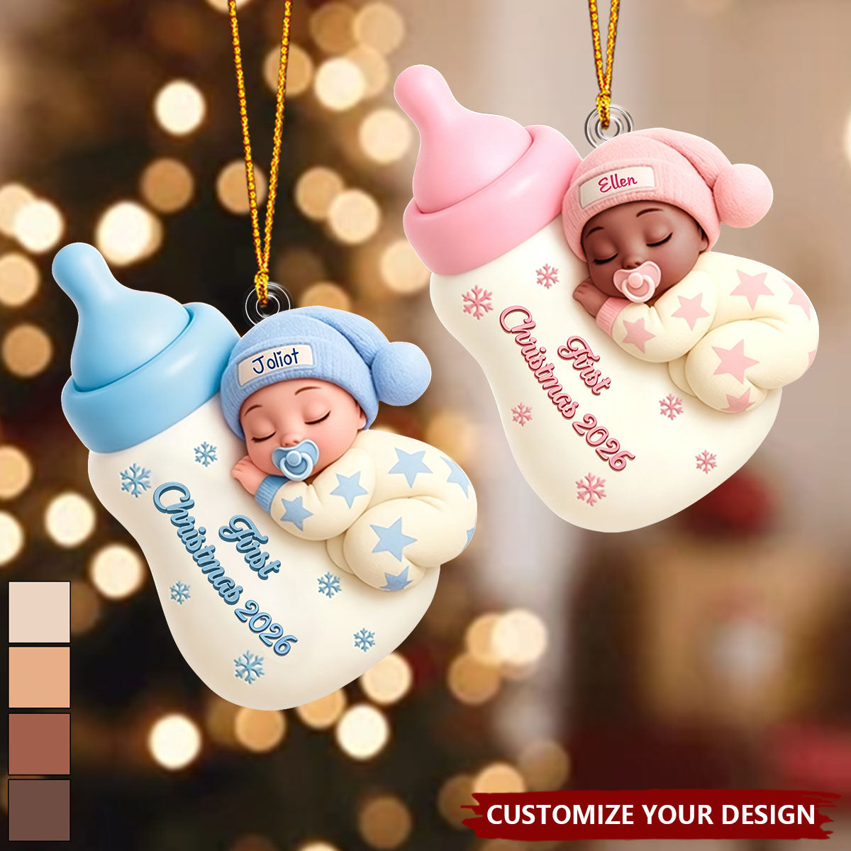 Custom Sleeping Baby's First Christmas- Personalized Newborn Acrylic Ornament