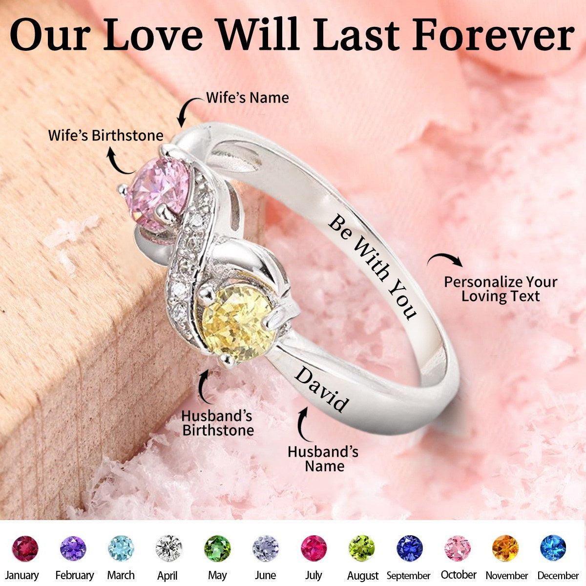 Personalized Promise Birthstones Ring For Her - HAPPARY