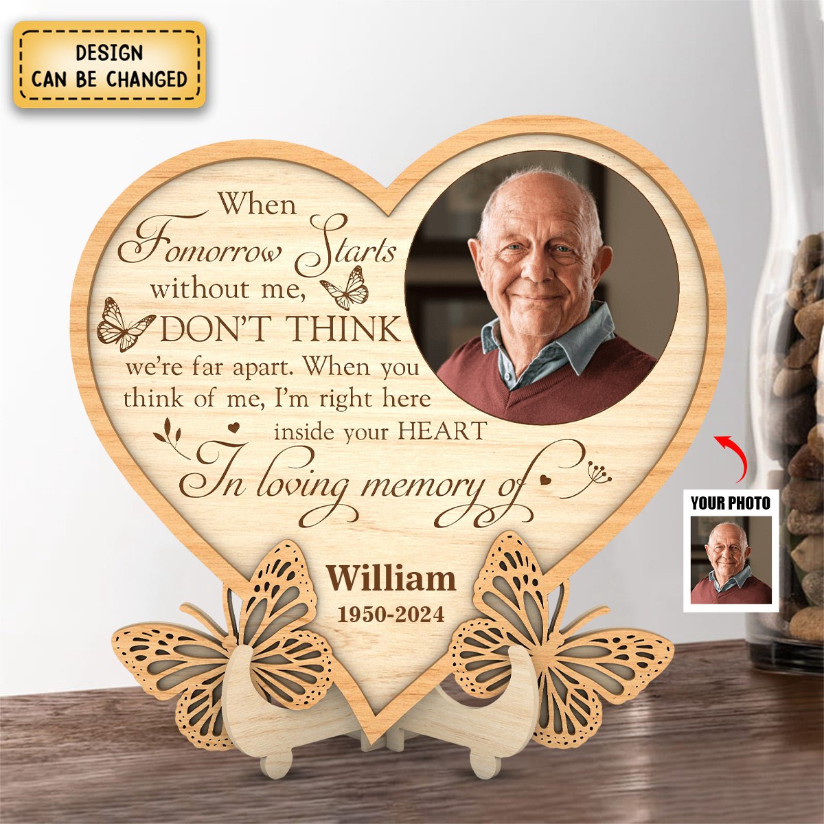 In Loving Memory of - Personalized Wooden Photo Plaque