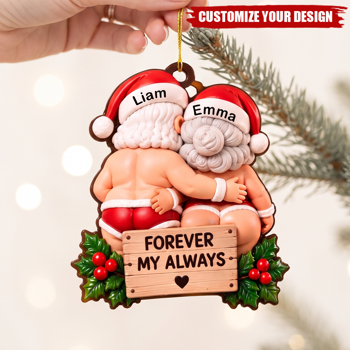 Personalized Forever My Always Couple Christmas Ornament