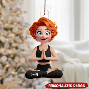 Custom Name Yoga Girl Ornament, Personalized Gifts For Yoga Lovers