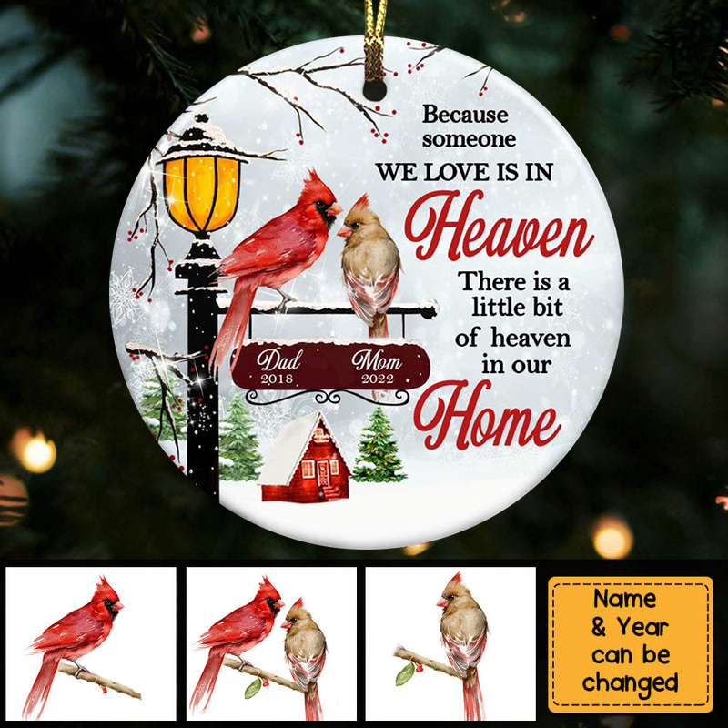 Cardinal Heaven In Our Home - Memorial Personalized Custom Ornament