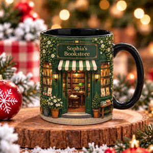 Personalized Vintage Library Bookstore Mug, Book Lover Coffee Cup