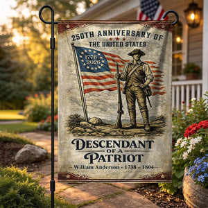 Personalized 250th Anniversary Descendant of a Patriot Garden Flag