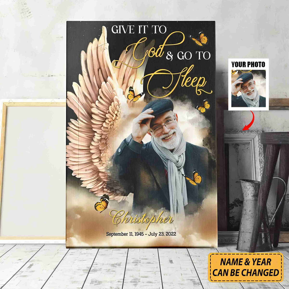 Remembrance Gifts, Angel Wings Canvas -Personalized Memorial Gifts