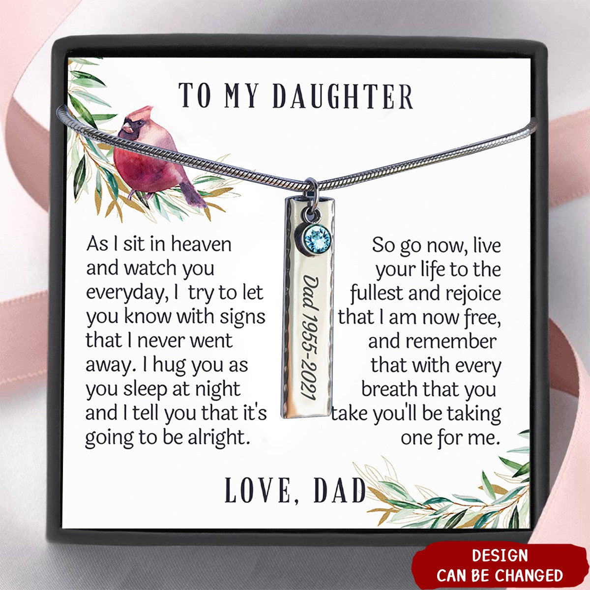Personalized Dad Memorial Birthstone Necklace