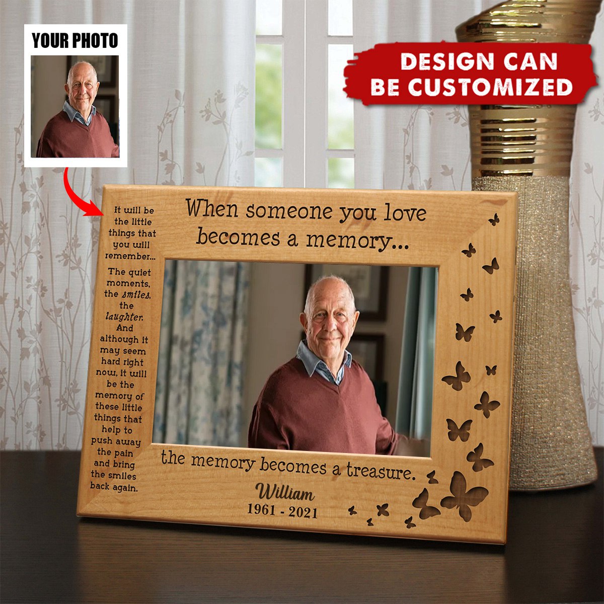 Personalized Engraved Memorial Wood Photo Frame