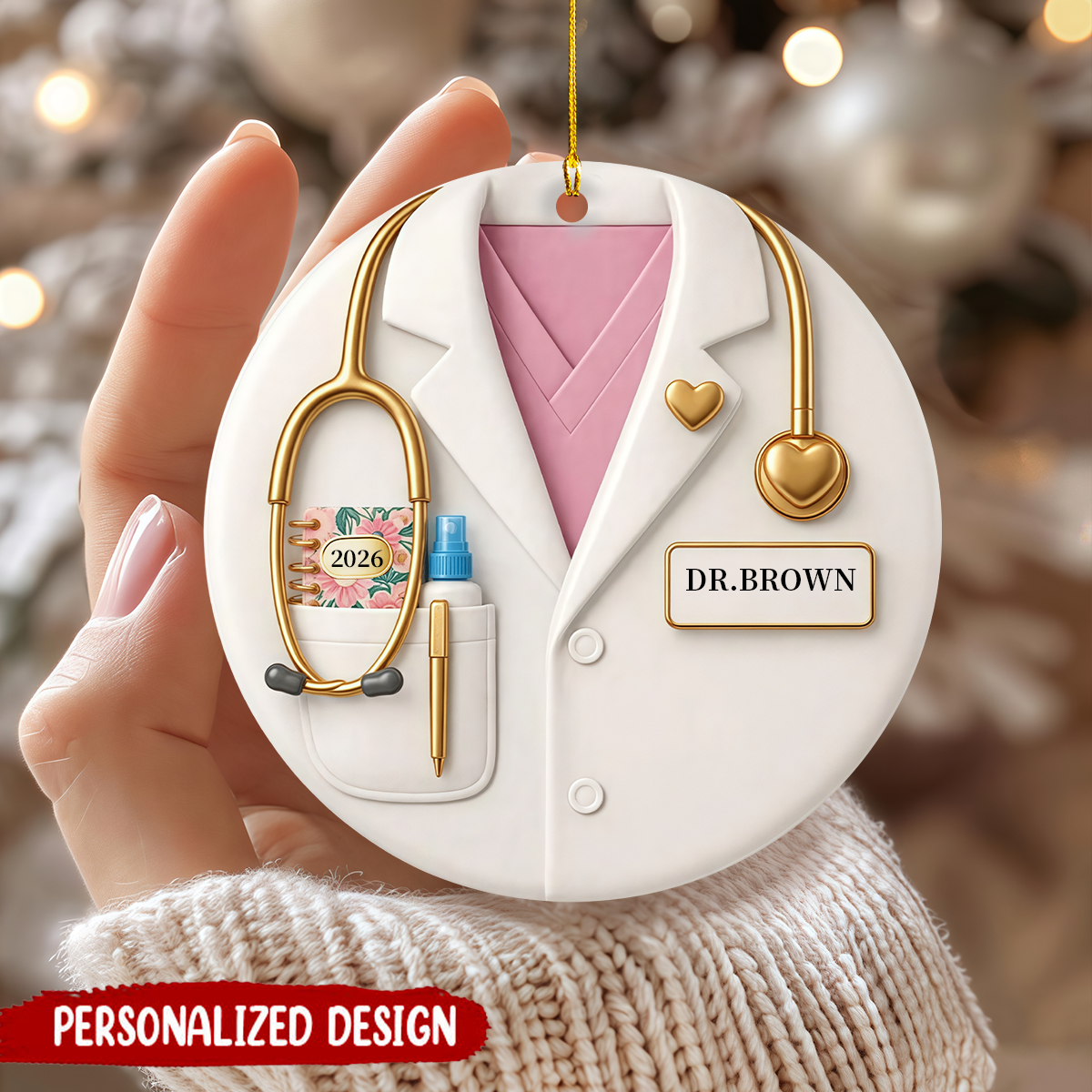 Personalized Custom Nurse Name Ornament, Healthcare Worker Gift