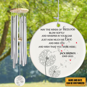 May the Winds of Heaven Blow Softly - Personalized Memorial Wind Chimes