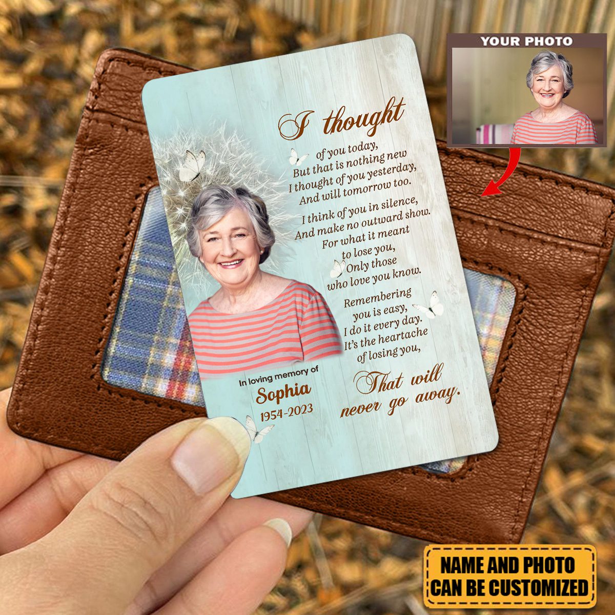 Personalized I Thought Of You Wallet Card - Sympathy Gift For Family Members