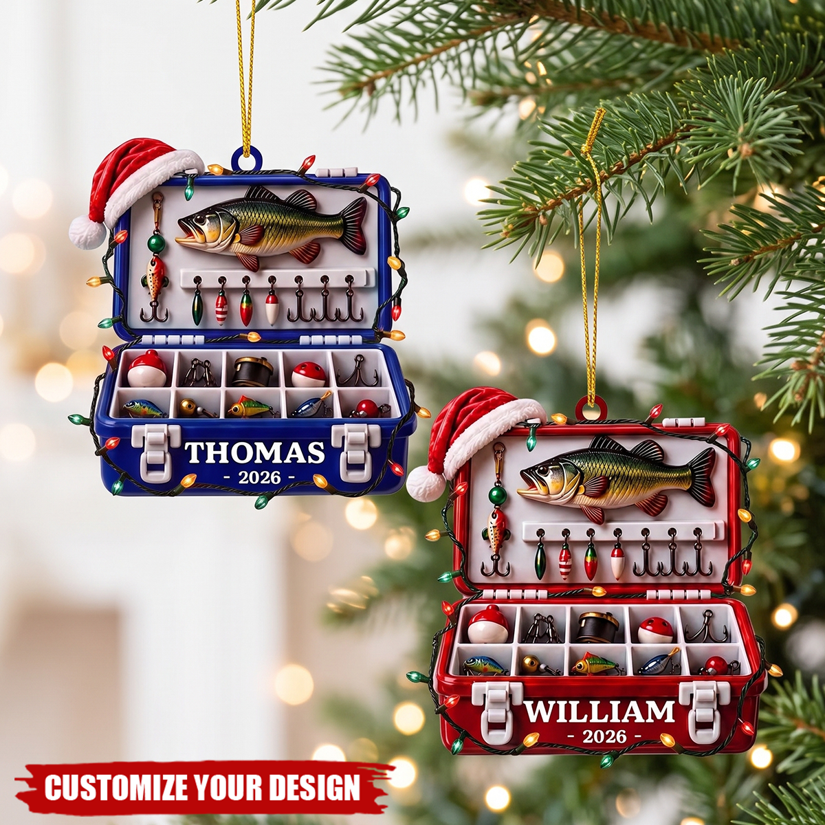Personalized Fishing Tackle Box Fishing Lovers Ornament