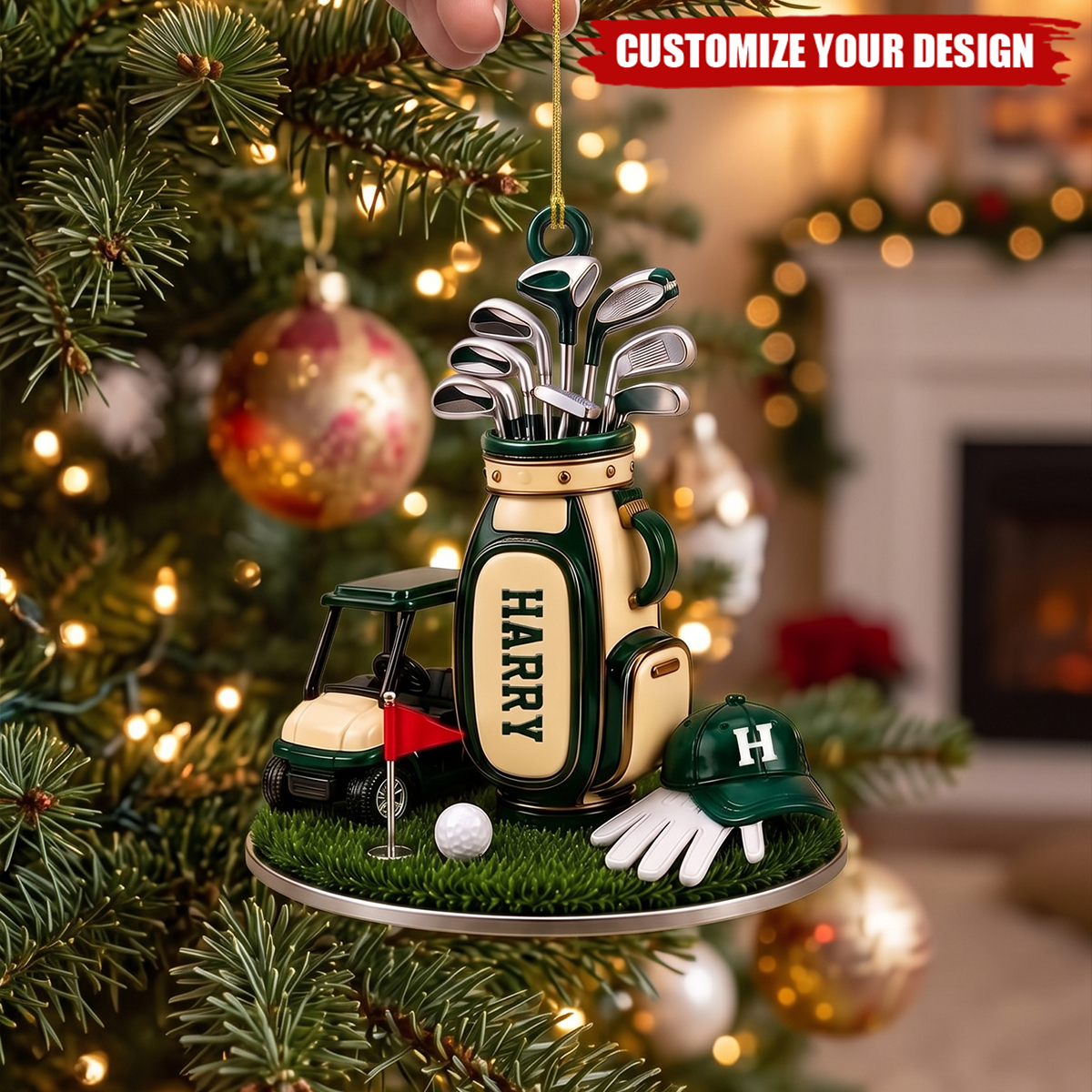 Personalized Golf Bag Golf Lover Christmas Ornament