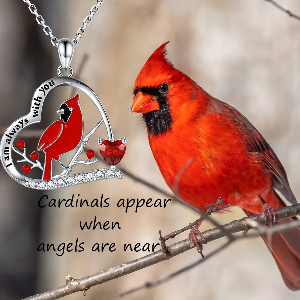 Red Cardinal I am Always With You Memorial  Necklace