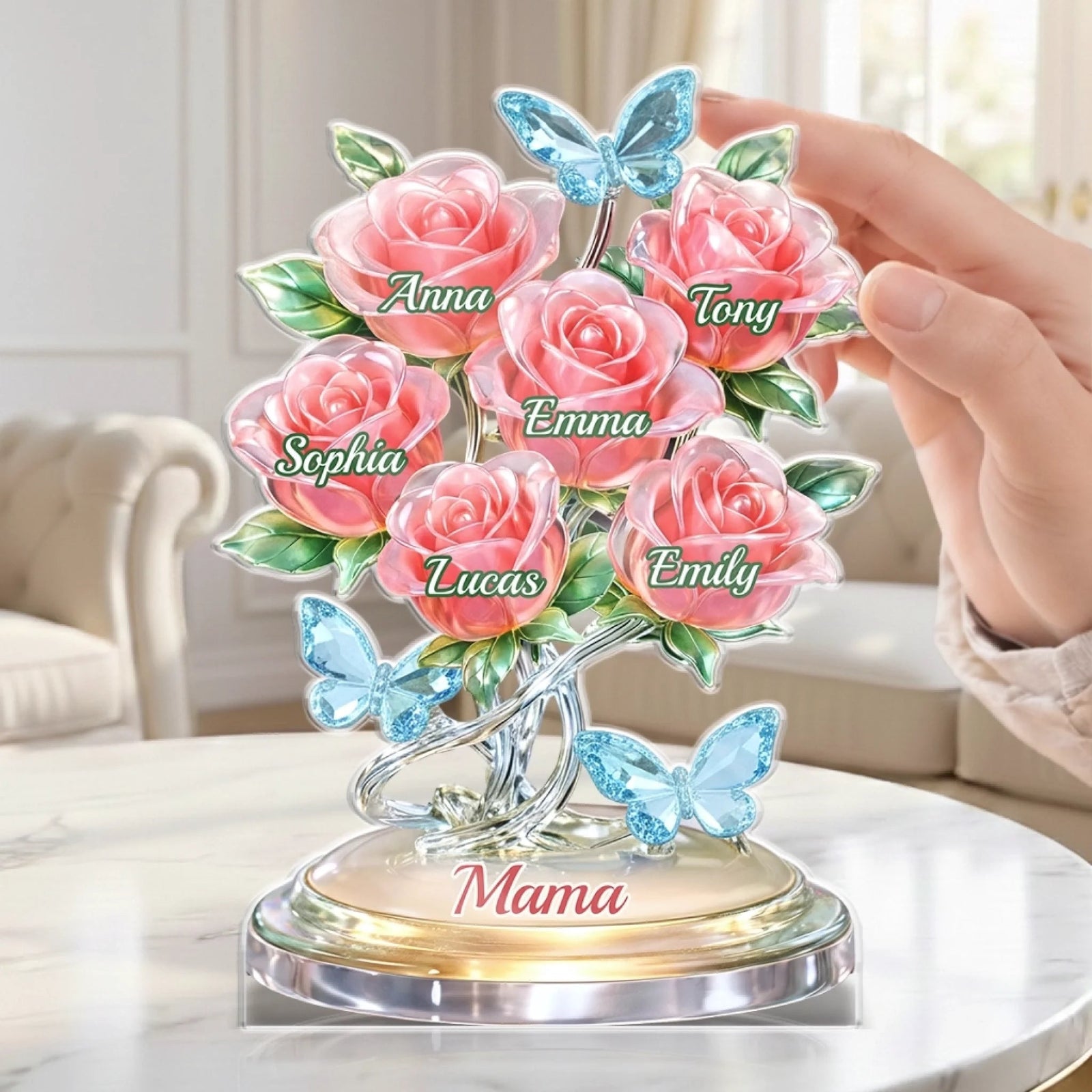 A Family Bouquet, Forever Fresh - Personalized Acrylic Plaque For Mom, Grandma