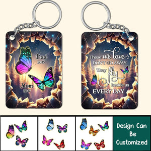 Personalized Family Butterflies 3D Hole Memorial Acrylic Keychain