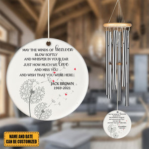 May the Winds of Heaven Blow Softly - Personalized Memorial Wind Chimes