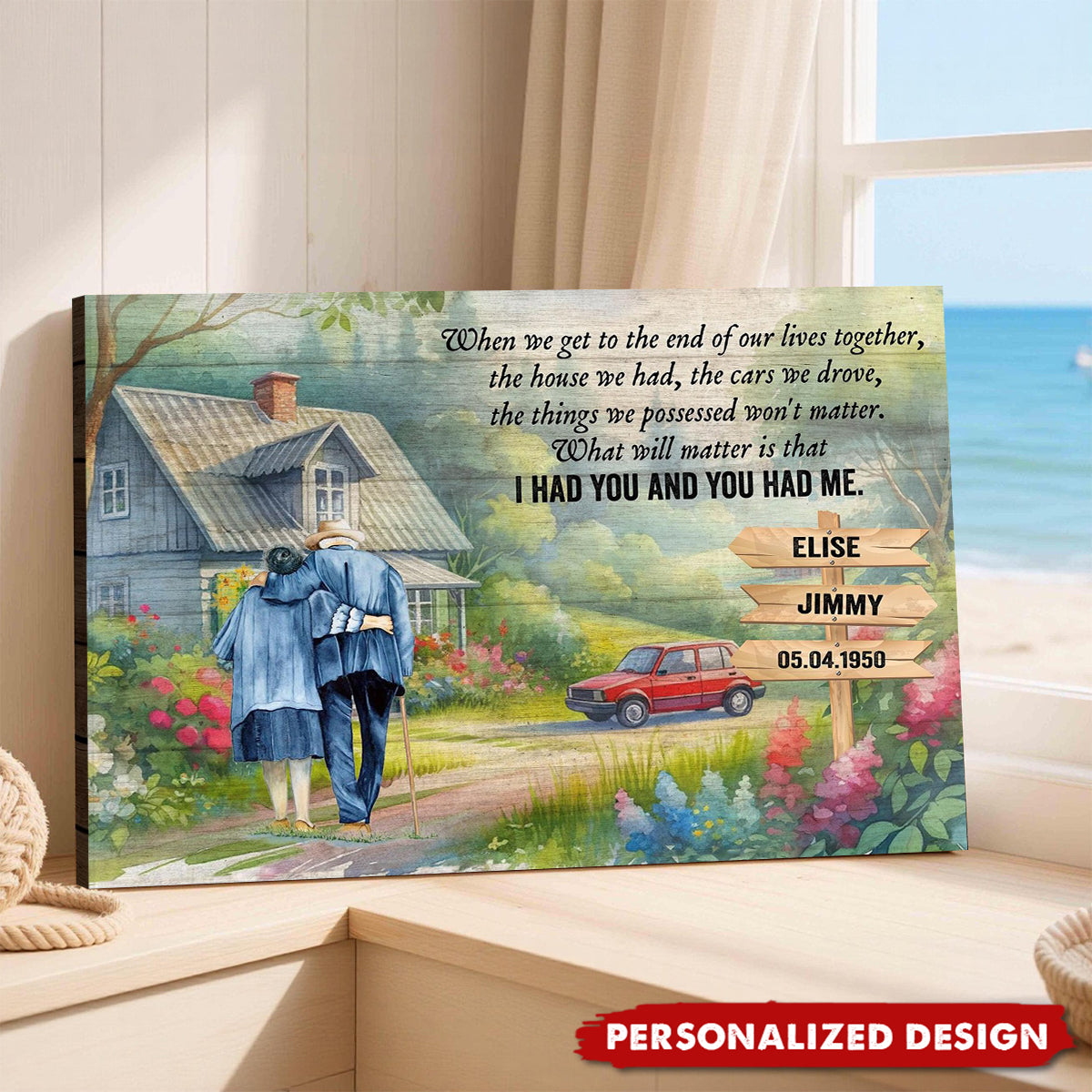 Personalized Family Old Couple Custom Name Romantic Poster