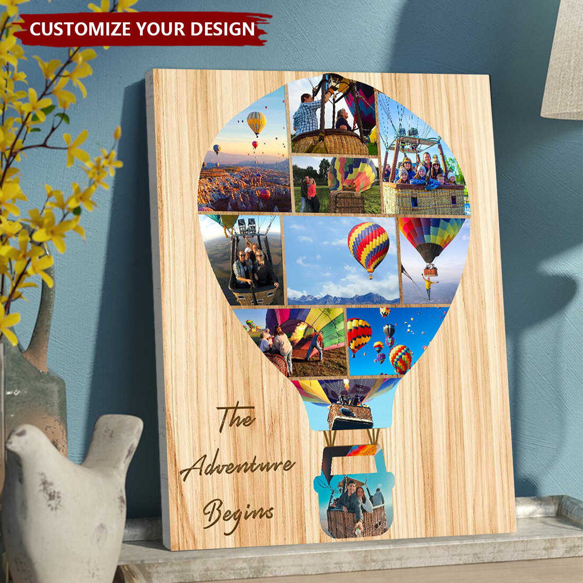 Personalized Hot Air Balloon Custom Photo Collage, Wrapped Canvas, Graduation Gift