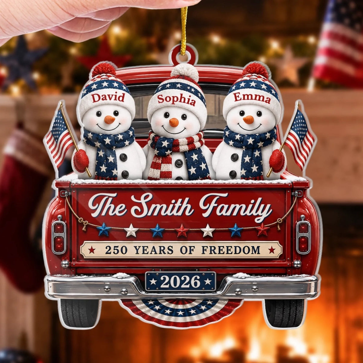 Driven By Love United By Freedom - Personalized America 250th Anniversary Christmas Ornament
