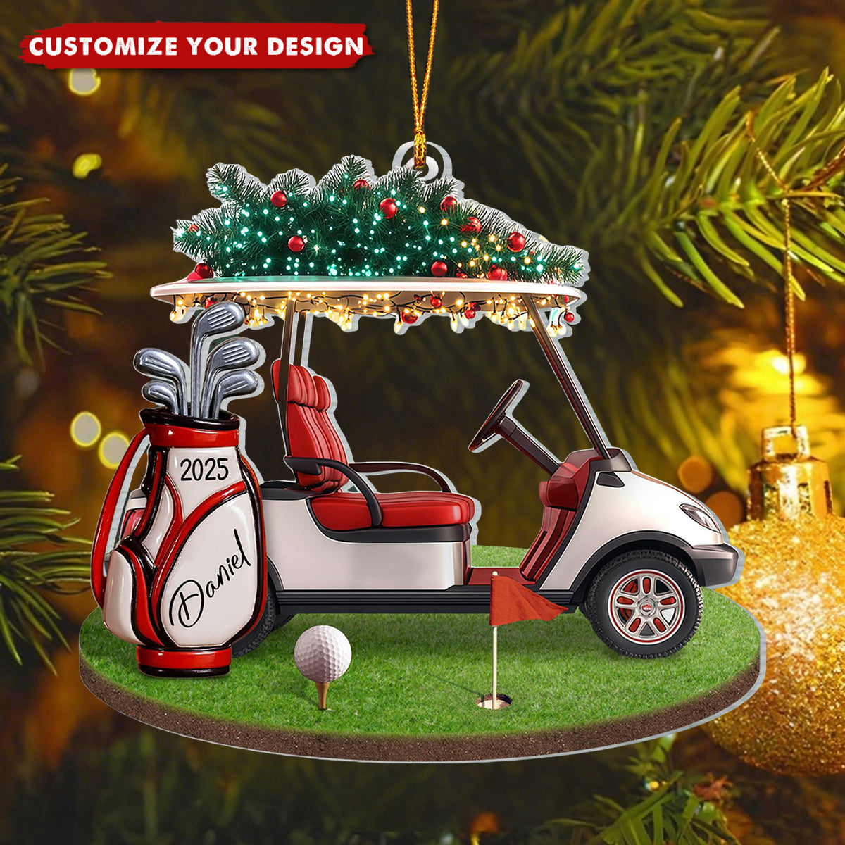Personalized Golf Backpack Christmas Ornament, Golf Club Keepsake